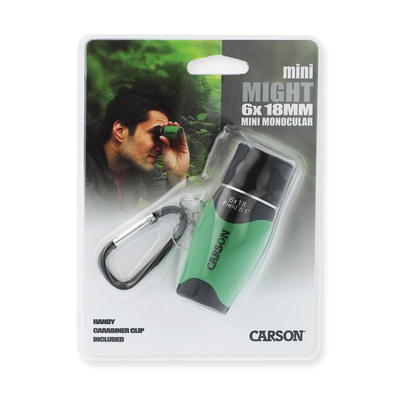 Carson Carson MiniMight 6x18mm Pocket Monocular with Carabiner Clip, Green (MM-618CG)  - Image 4