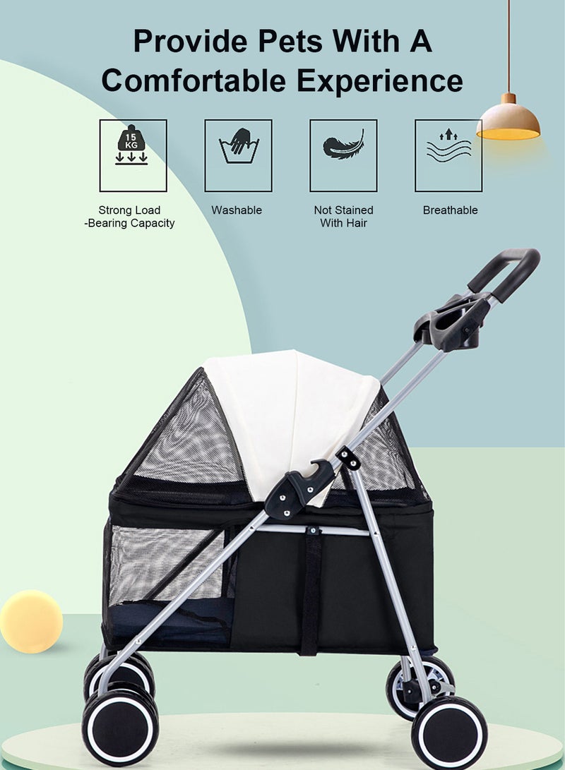 Kidle Foldable Pet Trolley Stroller Outdoor Lightweight Pet Stroller Large Space Cat Dog Stroller - Image 3