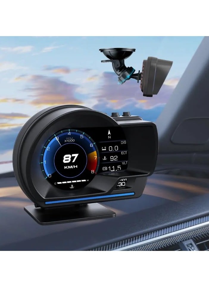 OBD Digital Car HUD Display, P15 Universal OBD2 Head Up Display with Speed, RPM, Temperature Monitoring, Windshield Mount Gauge Speedometer, Car OBD Fault  - Image 1