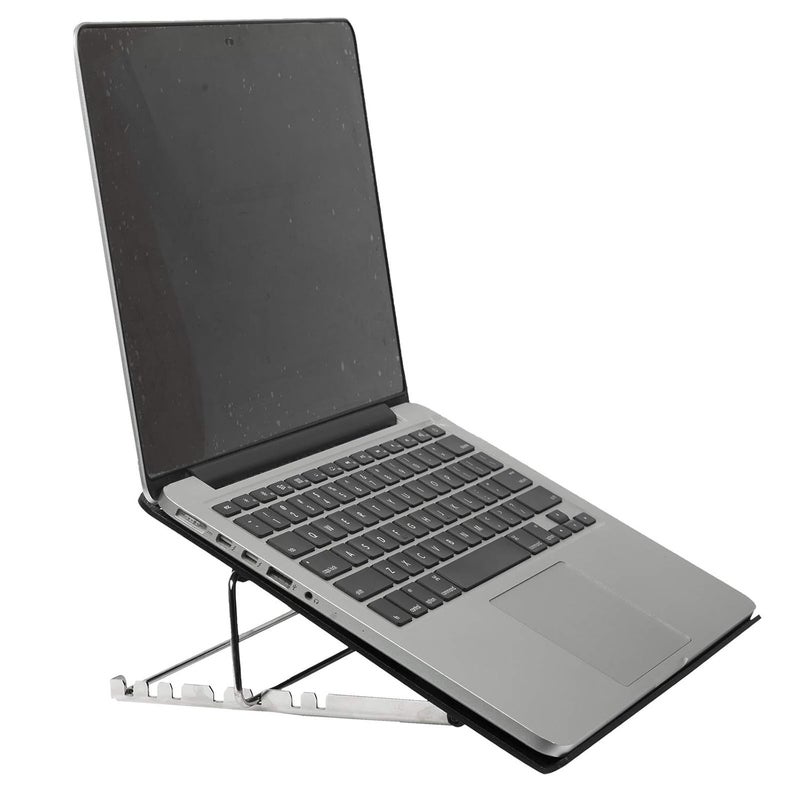 YAJNAS Ventilated Laptop Stand with ABS Material Supports Upto 15 inch Laptop Cooling Pad Adjustable Height with 7 Different Angles for Home Office Work Pack of 1 Silver