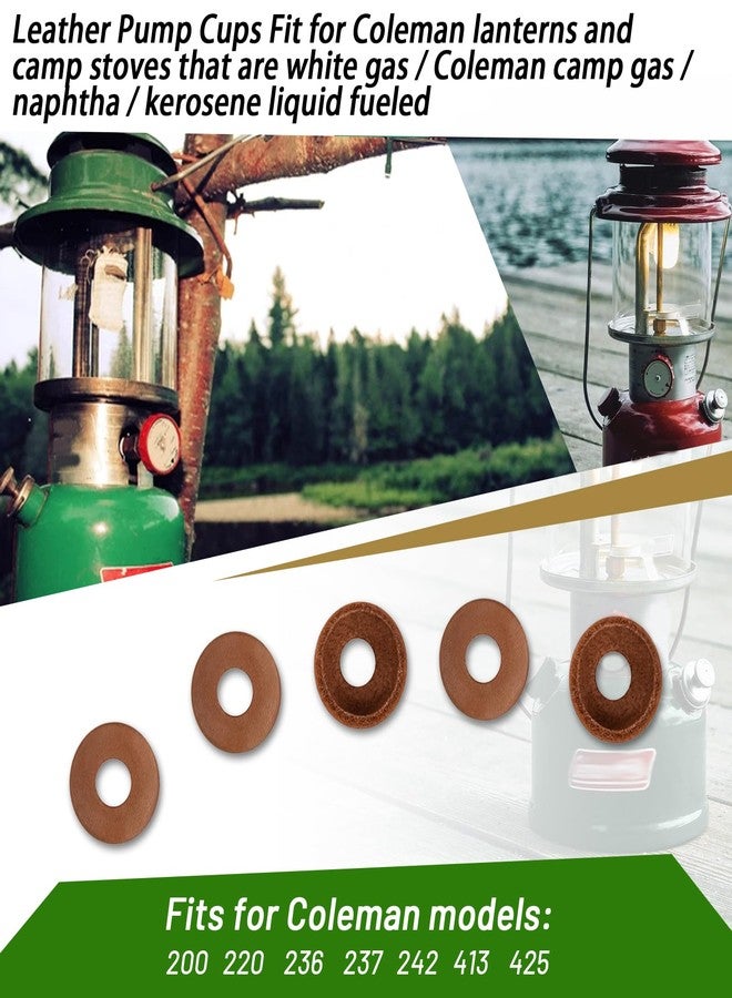 Ciuouient 216-5091 Leather Pump Cups(5PCS) Compatible with Coleman lanterns and stoves (Fits for models 220 200 242 425 413 236 237)-Leather Pump Cups diameter is approximately 7/8" - Image 2