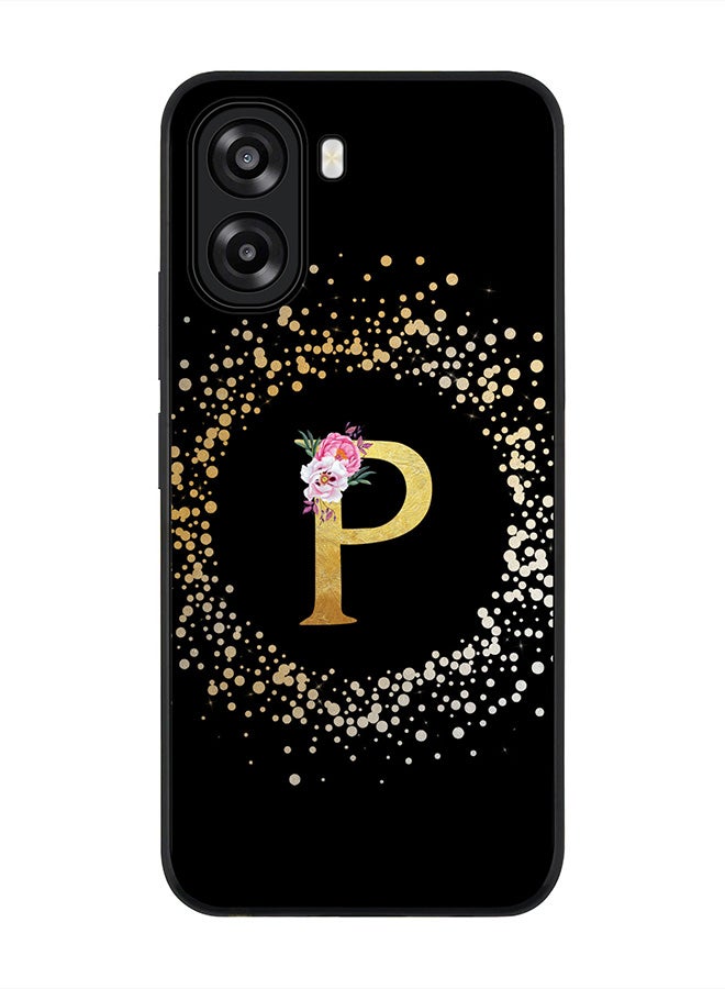 Stylizedd For Oppo A6t 5G / A6t 4G Case,Slim fit Camera Protection, Shockproof Thin Phone cover  - Custom Monogram Floral - P ( Black ) - Image 1