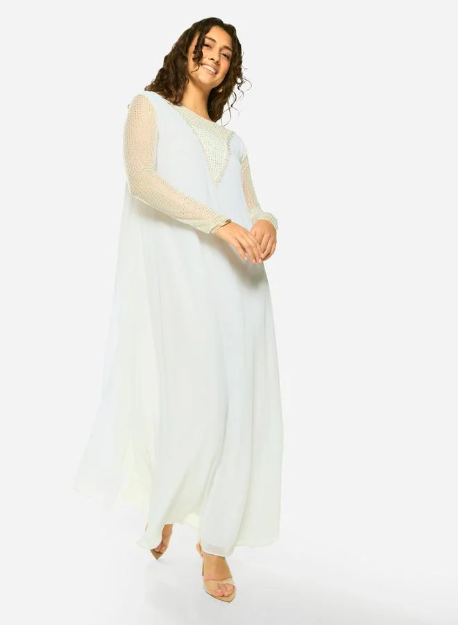 House of Moda Embellished Chevron Overlay Maxi Dress