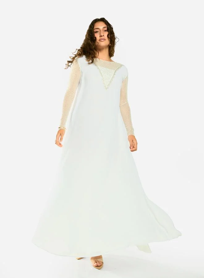 House of Moda Embellished Chevron Overlay Maxi Dress