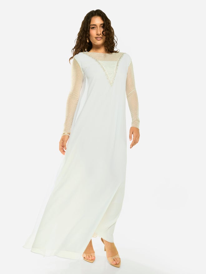 House of Moda Embellished Chevron Overlay Maxi Dress - Image 3