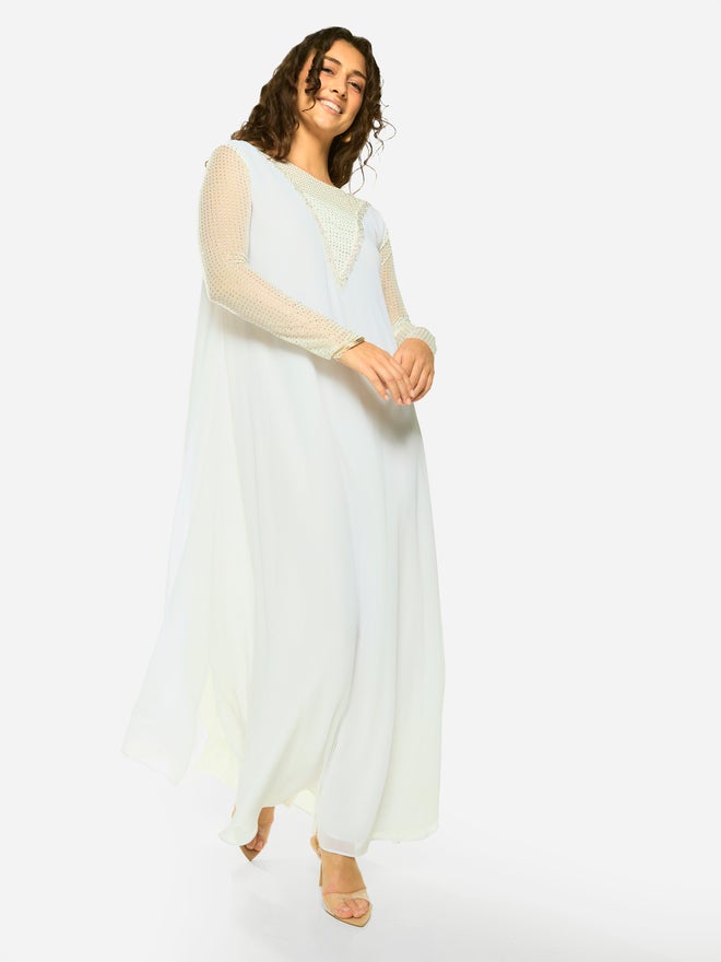 House of Moda Embellished Chevron Overlay Maxi Dress - Image 2