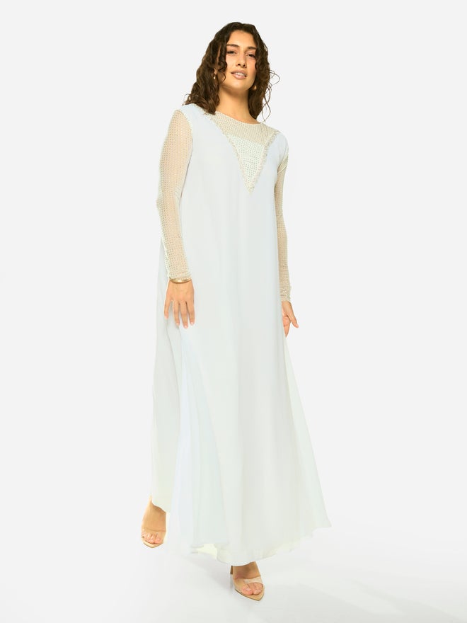 House of Moda Embellished Chevron Overlay Maxi Dress - Image 4