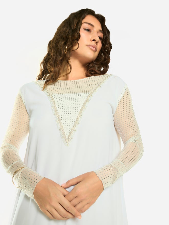 House of Moda Embellished Chevron Overlay Maxi Dress - Image 5