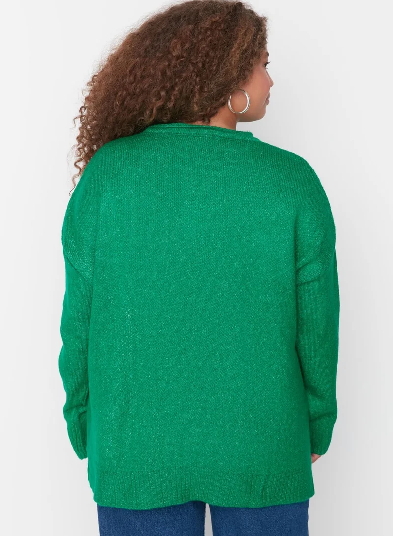 Trendyol Curve Printed Crew Neck Knitted Sweater