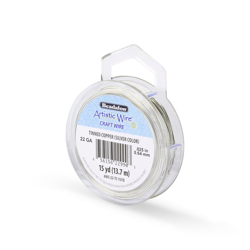 Artistic Wire سلك فني، 22 قياس مقاوم للتآكل، سلك نحاسي مغطى للقفازات الحرفية، لون فضي، 15 ياردة - Image 1
