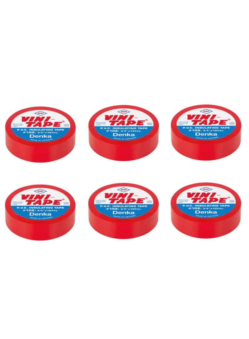 VINI Pack Of 6 Insulation Tape Red For Home Industrial Office And Electric Tape - Image 1