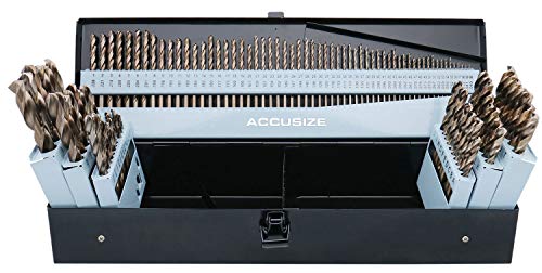 Accusize Industrial Tools - 115 Pc M35 H.S.S. Plus 5% Cobalt Drill Bit Set, Professional, 135° Split Point, Sizes 1/16'' to 1/2'', #1-60, A-Z, 0422-1003 - Image 1