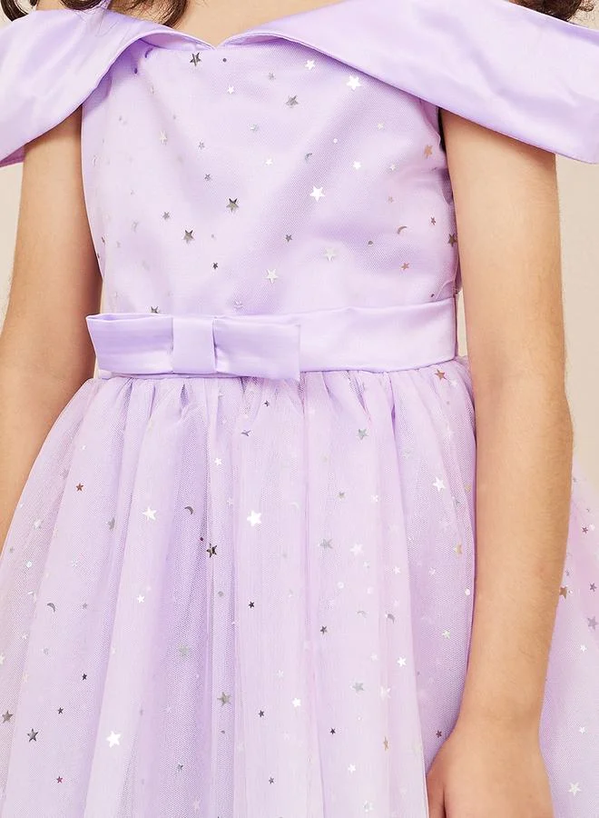 Styli Off-Shoulder Tulle Dress