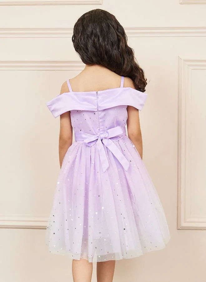 Styli Off-Shoulder Tulle Dress