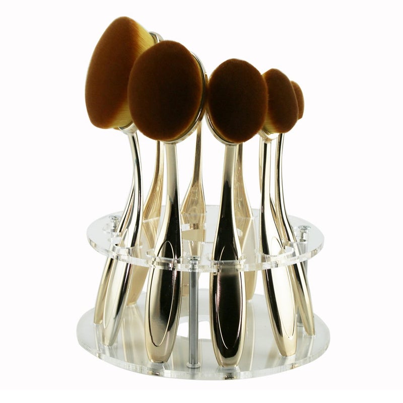 eBoot eBoot Oval Makeup Brush Holder 10 Holes Drying Rack Organizer Cosmetic Shelf Tool Clear  - Image 5