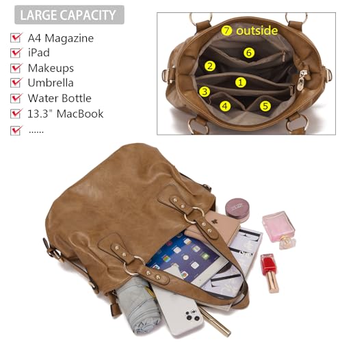 Soperwillton Fashion Handbag for Women Shoulder Bag Top Handle Satchel Hobo Tote Bag Purse Set 4pcs - Image 5