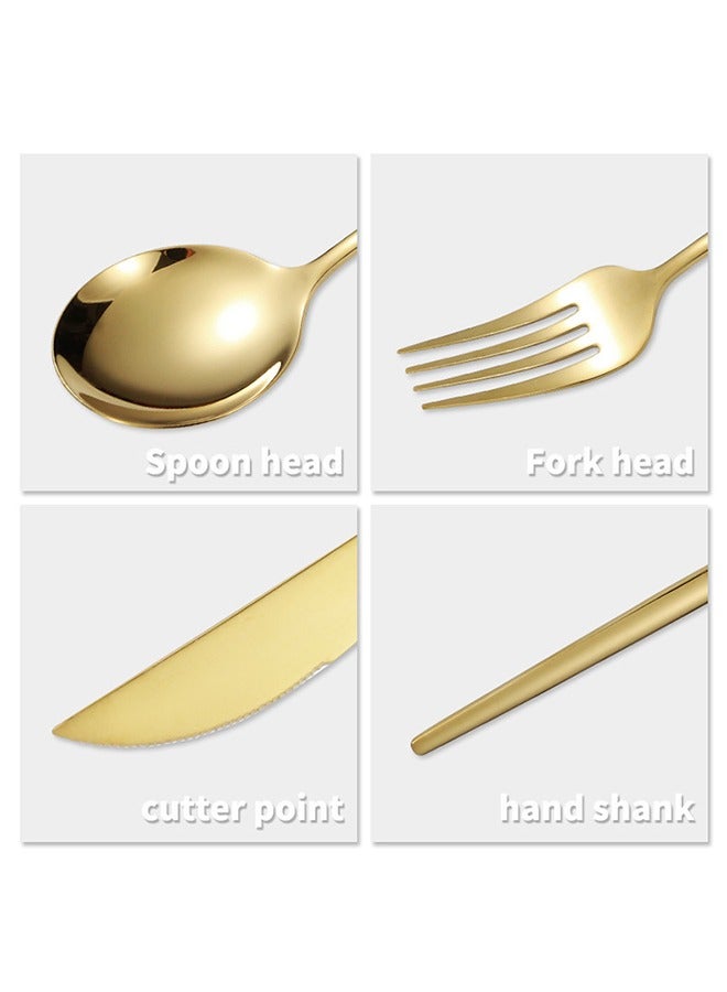 Cutlery Set 24 Pieces Knife, Fork and Spoon Gold - Image 5