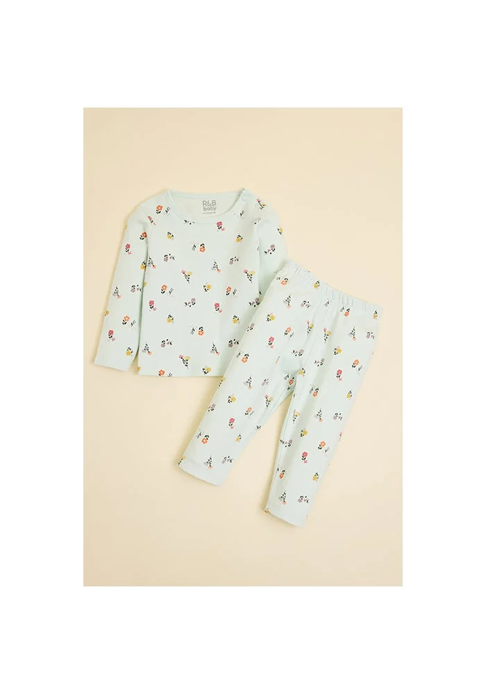 أر أند بي Printed T-Shirt and Pants Set