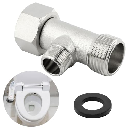 Tookie Bidet T Adapter, 3 Way Adapter or Tee Connector (Thread Size 1/2″ x 1/2″ x 9/16″), Bidet Attachment for Toilet (1/2inch) - Image 1