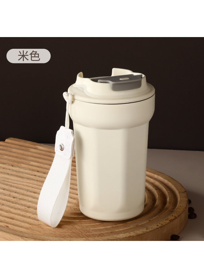 New 316 Stainless Steel Octagonal Coffee Cup Outdoor Portable Cup With Lanyard Double-layer Vacuum Thermos Cup