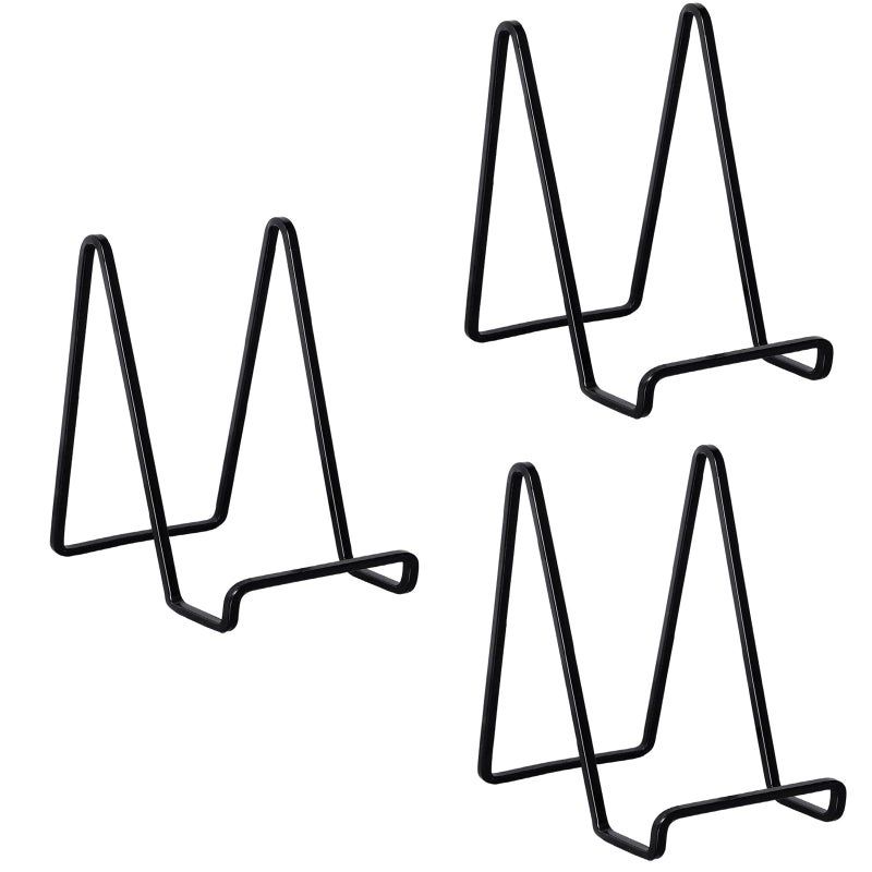Kruodop 3 Pack 4 inch Metal Plate Stands for Display, Plate Holder Pictures Frame Easel Display Stand, Tabletop Picture Stand, Iron Easels for Display Photo Frames, Plates, Vinyl Recordï¼ŒBook, Plaque, Sign - Image 1