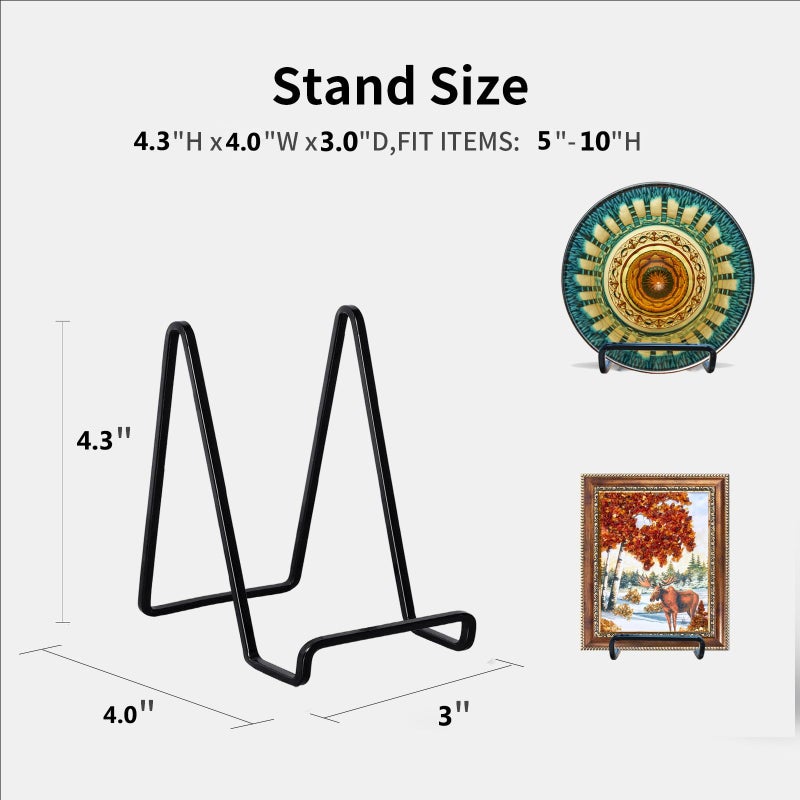 Kruodop 3 Pack 4 inch Metal Plate Stands for Display, Plate Holder Pictures Frame Easel Display Stand, Tabletop Picture Stand, Iron Easels for Display Photo Frames, Plates, Vinyl Recordï¼ŒBook, Plaque, Sign - Image 2
