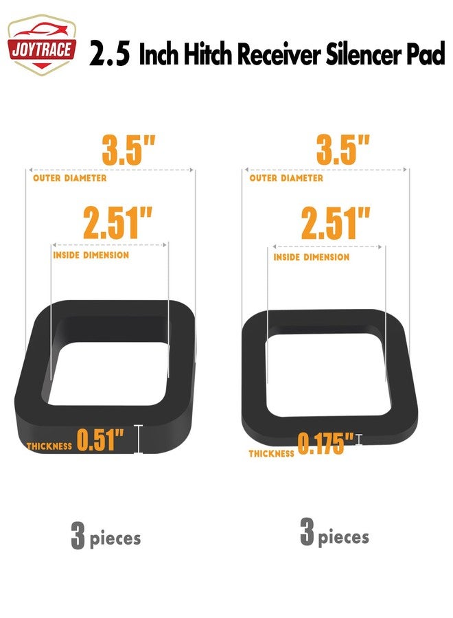 joytrace 6 Pack - Multiple Size Combination，2.5 Inch Hitch Receiver Silencer Pad ，Effectively Reduce The Noise Disturbance- Compatible with Most 2.5 Inch Trailer Hitch Receiver - Image 5
