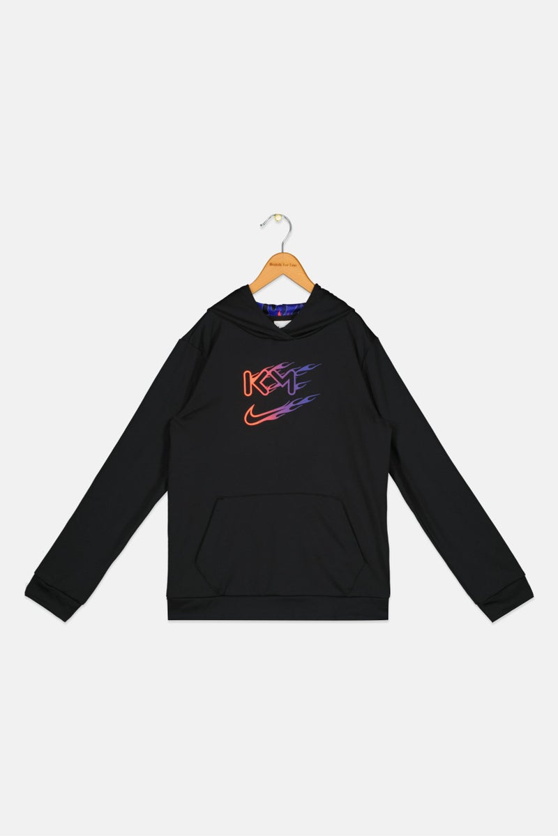 Nike Kids Girl Brand Logo Training Hoodie, Black - Image 1