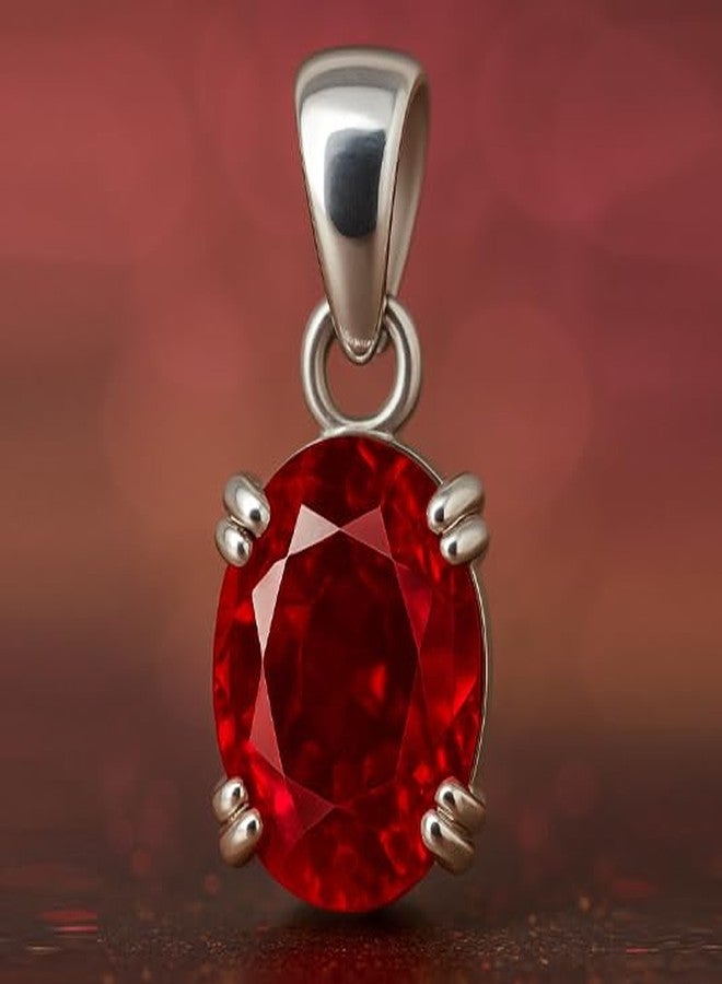 LMDPRAJAPATIS Natural Ruby Pendant Certfied Necklace 5.55 Carat precious Oval Shape Stone Pendant Pure 925 Sterling Silver - Image 2