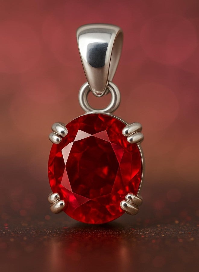 LMDPRAJAPATIS Natural Ruby Pendant Certfied Necklace 5.55 Carat precious Oval Shape Stone Pendant Pure 925 Sterling Silver - Image 3
