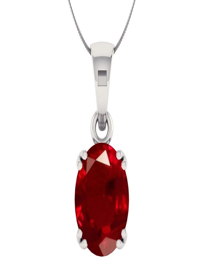 LMDPRAJAPATIS Natural Ruby Pendant Certfied Necklace 5.55 Carat precious Oval Shape Stone Pendant Pure 925 Sterling Silver - Image 1