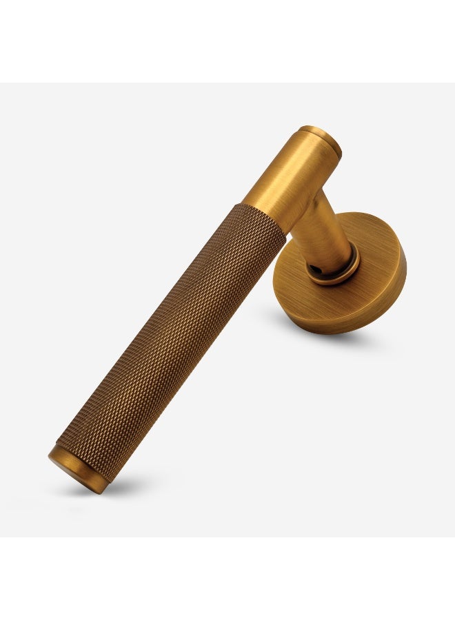 CINCINNO Fidelis/A Premium Anti-Rust Brass Door Handle Pair – Durable & Stylish for Home & Office, UV Protection, 2-Year Color & 5-Year Mechanical Warranty, Salt Spray Tested (Brushed Yellow Bronze)  - Image 2