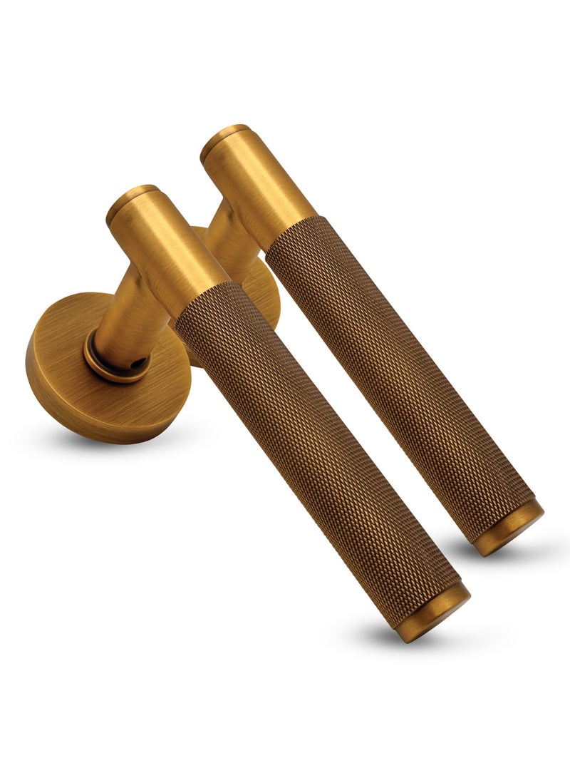 CINCINNO Fidelis/A Premium Anti-Rust Brass Door Handle Pair – Durable & Stylish for Home & Office, UV Protection, 2-Year Color & 5-Year Mechanical Warranty, Salt Spray Tested (Brushed Yellow Bronze)  - Image 1