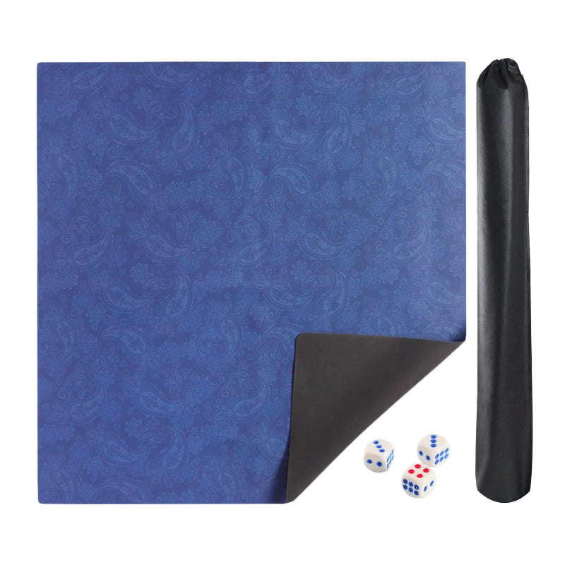 GUSTARIA Mahjong Mat Mahjong Table Mat with Prints Extra Dice for Poker Card Mahjong Dominoes Games Blue 315 inches - Image 3
