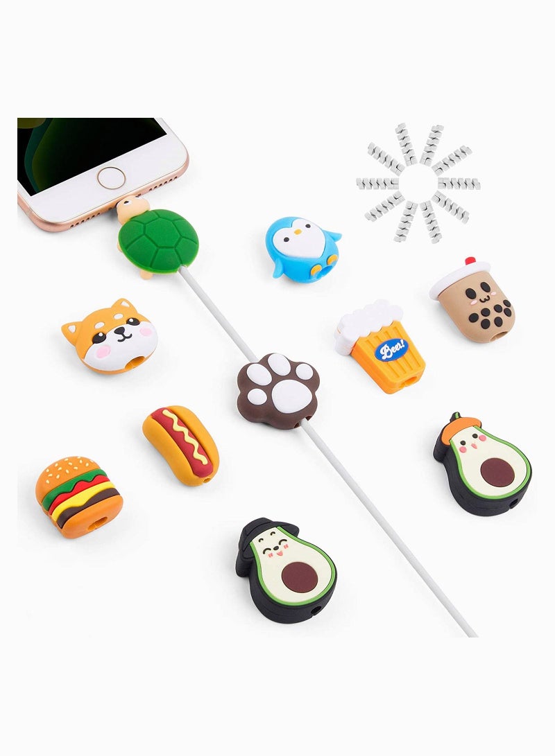 Y&D Cute Cable Protector  20PCS Saver Fruit Animal Charging Buddies Protect Sets Compatible for iPhone iPad Charger Only - Image 1