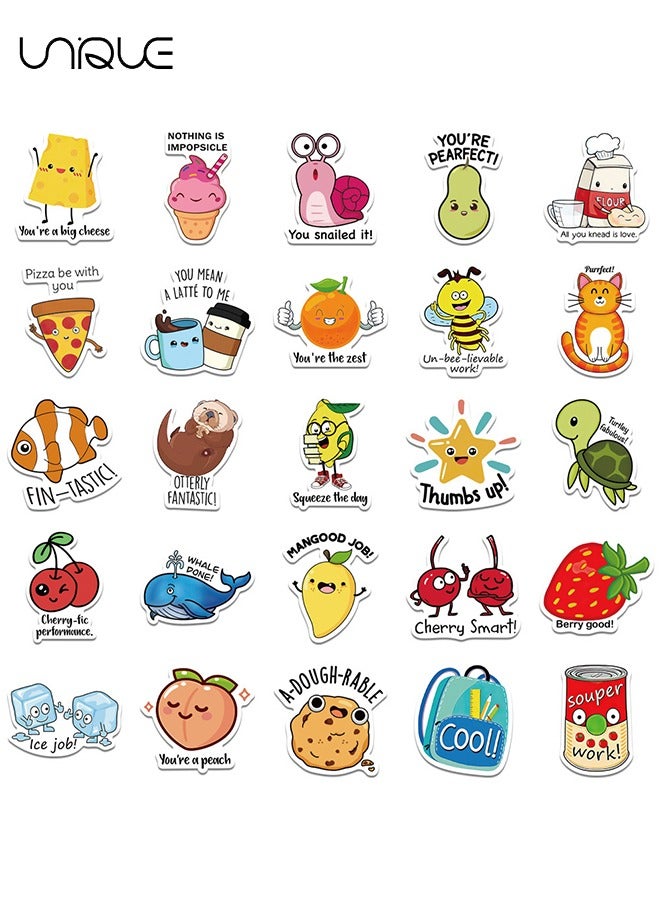 Unique 50Pcs Fruit & Vegetable、Animal Theme Stickers，Vinyl Waterproof Stickers for Water Bottles Laptop Phone Computer Guitar, Gifts for Teens, Girls, Fans - Image 3