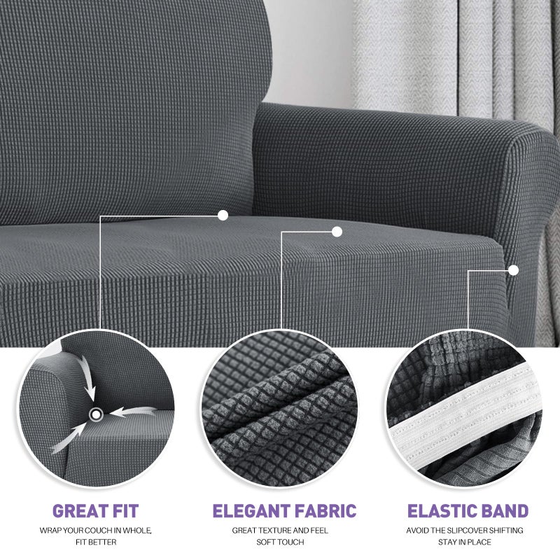 ZNSAYOTX Super Stretch Couch Cover (72"-92") Universal Sofa Covers with Elastic Bottom, Dog Cat Pets Friendly Washable Furniture Protector Fitted Sofa Slipcovers Stay in Place (Dark Grey, Sofa) - Image 3