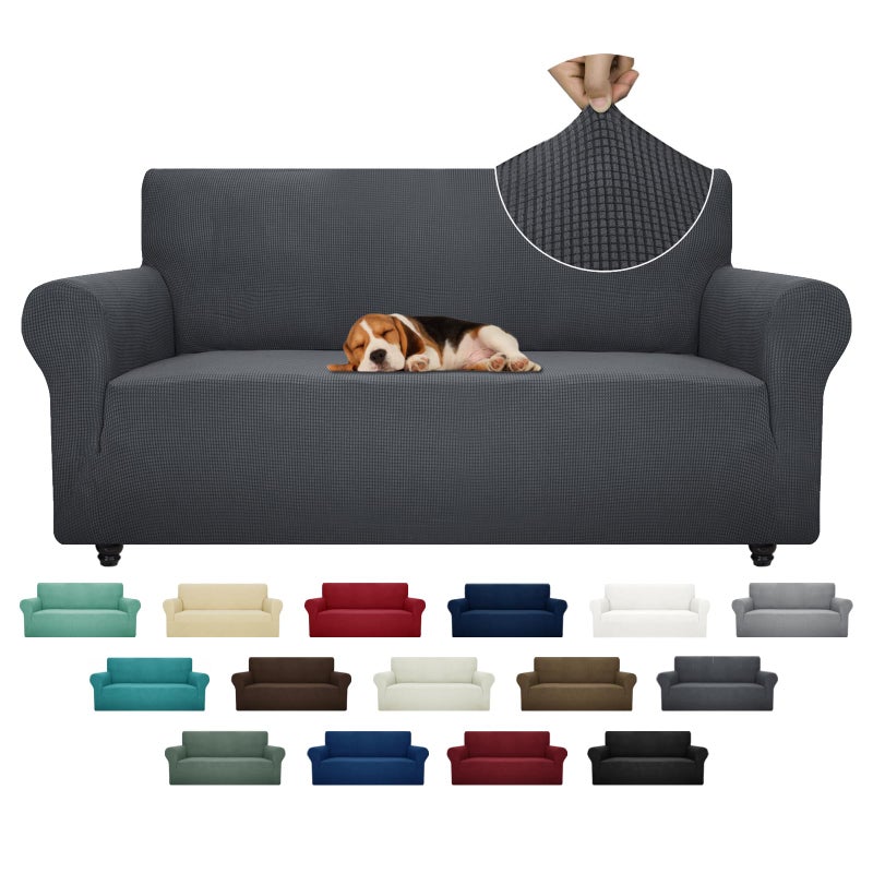 ZNSAYOTX Super Stretch Couch Cover (72"-92") Universal Sofa Covers with Elastic Bottom, Dog Cat Pets Friendly Washable Furniture Protector Fitted Sofa Slipcovers Stay in Place (Dark Grey, Sofa) - Image 1