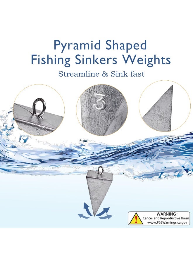 Pyramid Fishing Weights Fishing , Saltwater Fishing Weights Sinkers for Saltwater Surf Fishing Gear Tackle 1oz 2oz 3oz - Image 2