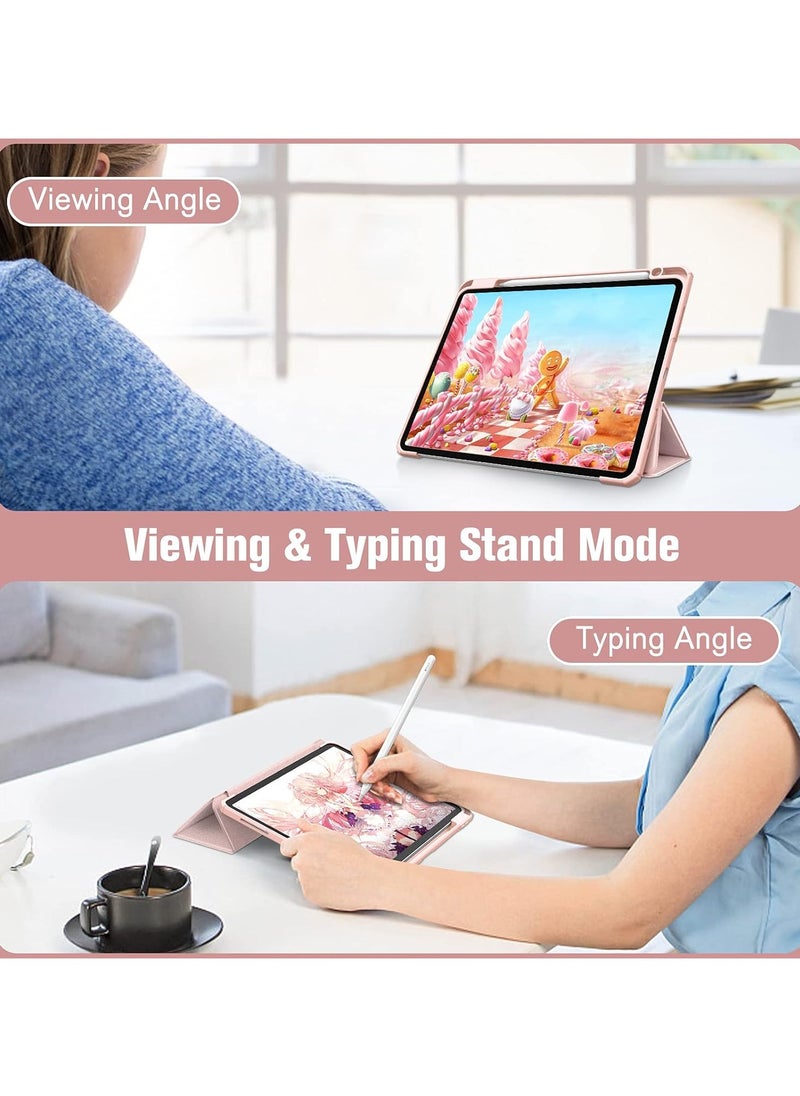 Generic Hybrid Case Compatible with iPad Pro 11 Inch (2022/2021/2020/2018, 4th/3rd/2nd/1st Generation) - Ultra Slim Shockproof Clear Cover w/Pencil Holder, Auto Wake/Sleep(Pink)  - Image 2