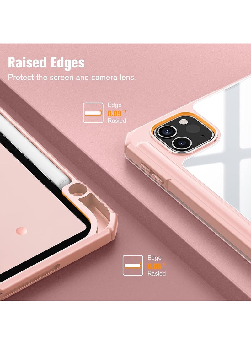 Generic Hybrid Case Compatible with iPad Pro 11 Inch (2022/2021/2020/2018, 4th/3rd/2nd/1st Generation) - Ultra Slim Shockproof Clear Cover w/Pencil Holder, Auto Wake/Sleep(Pink)  - Image 4