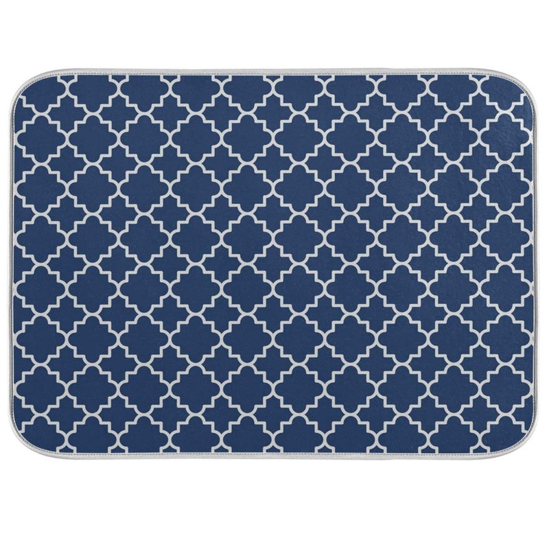 Super Absorbent Dish Drying Mat Microfiber FastDrying Dish Mat 24 x 18 Kitchen Dish Drying Pad Watercolor Cute Navy Blue Moroccan Mandala