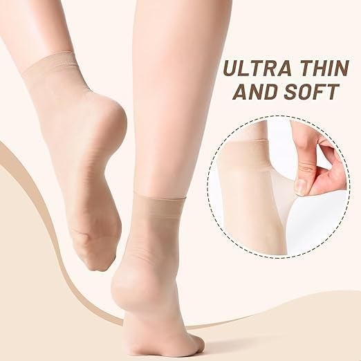Fashiol Women's Ultra-Thin Sheer No-Show Ankle Socks | Skin Color Transparent Nylon Thumb Socks for Women and Girls - Image 3