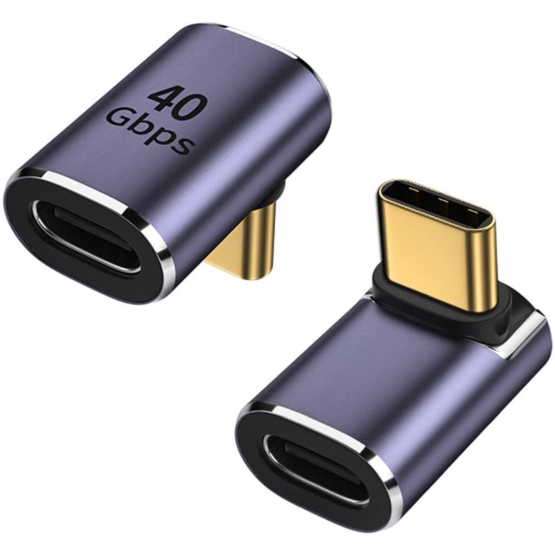AuviPal محول USB C ذكر بزاوية 90 درجة إلى USB C أنثى من AuviPal، محول USB Type C للأعلى والأسفل لجهاز Steam Deck، ROG Ally، Switch، الكمبيوتر المحمول، الكمبيوتر الشخصي، الجهاز اللوحي، الهاتف والمزيد - عبوة من 2 - Image 1