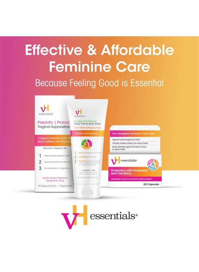vH Essentials Daily Feminine Wash - 6 Fl Oz - Fragrance-Free, Odor Eliminating Body & Vaginal Wash with Tea Tree Oil, Prebiotics and Lactic Acid for pH Balance, Odor Defense and Vaginal Health - Image 5