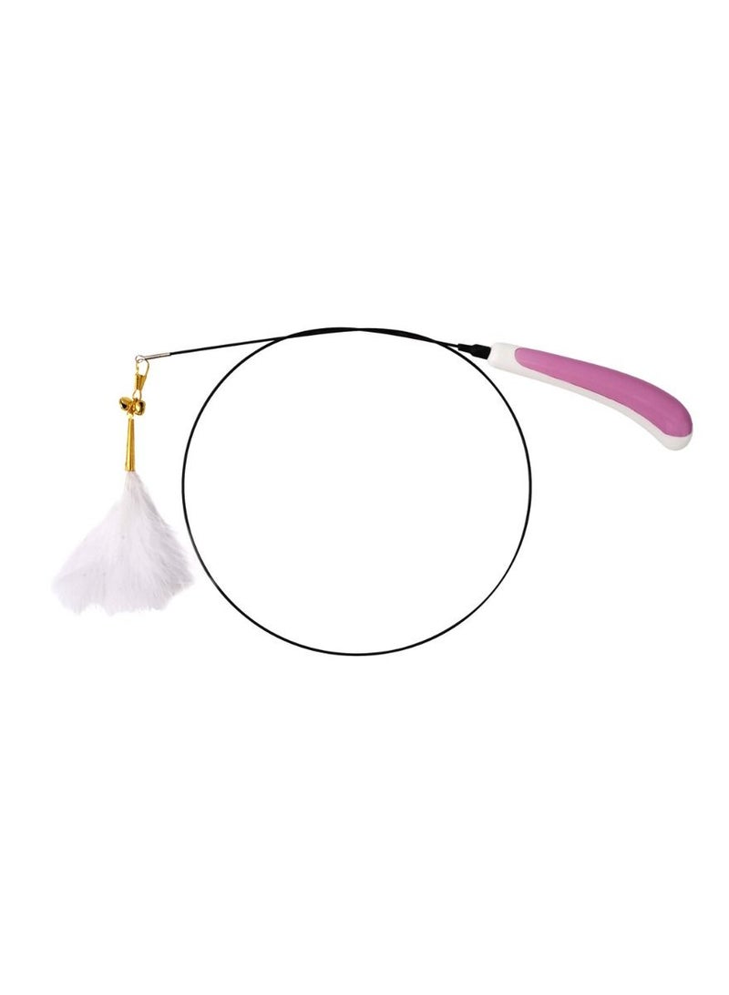 Funny Cat Stick Interactive Cat Toy Feather with Bell Adjustable Cat Stick Toy for Kitten Playing Teaser Wand Toy Pet Supplies pink - Image 1