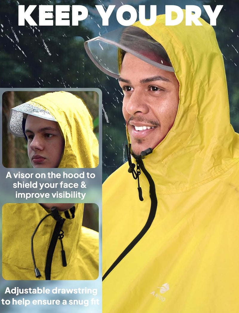 Anyoo Waterproof Rain Poncho Bike Bicycle Rain Capes Lightweight Compact Reusable for Adults - Image 4