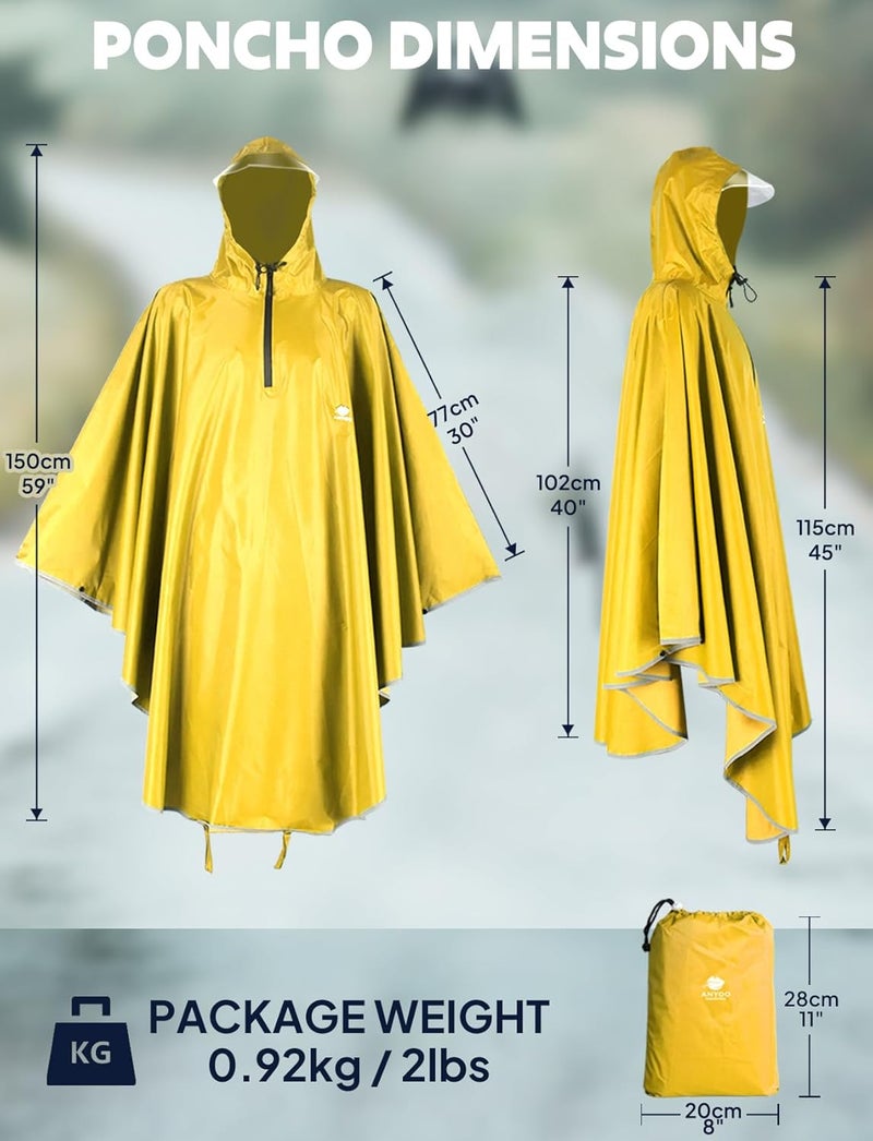 Anyoo Waterproof Rain Poncho Bike Bicycle Rain Capes Lightweight Compact Reusable for Adults - Image 2