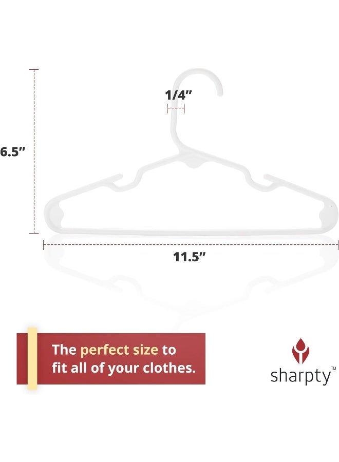 Sharpty Kids Plastic Hangers Childrens Hangers for Baby Toddler and Child Clothes Everyday Standard Use Ideal for Boys and Girls Closet Clothing Pants Coats and More White 60 Pack - Image 2