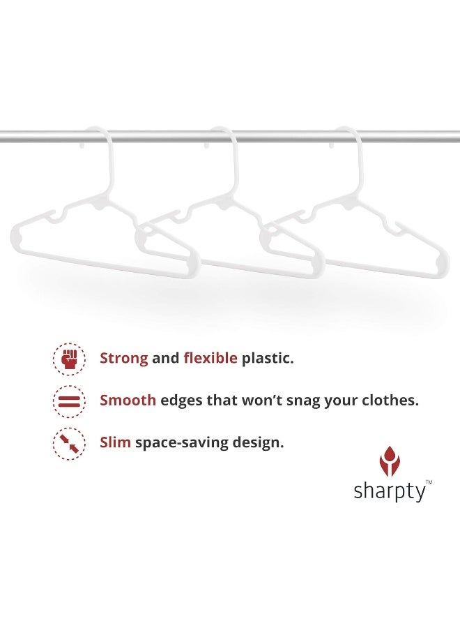 Sharpty Kids Plastic Hangers Childrens Hangers for Baby Toddler and Child Clothes Everyday Standard Use Ideal for Boys and Girls Closet Clothing Pants Coats and More White 60 Pack - Image 3